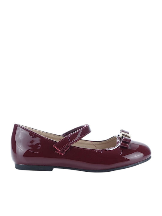 Kids Ballerinas With Hoop & Loop Closure Burgundy