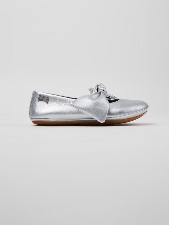 Kinder Pumps & Ballerinas mit elastischem Gurt Leder Silber
