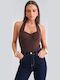 Backless Bodysuit Padded Dark Brown