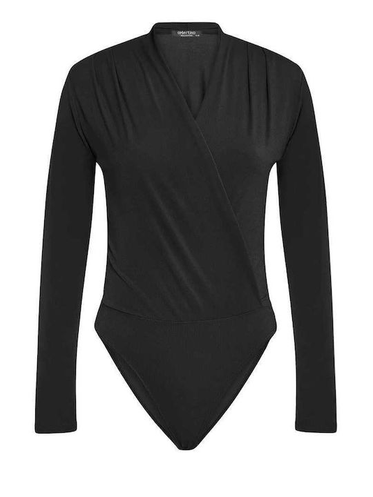Celestino Damen-Bodysuit Wickel Pailletten Schwarz