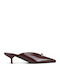 Mules With Heel In Burgundy Colour