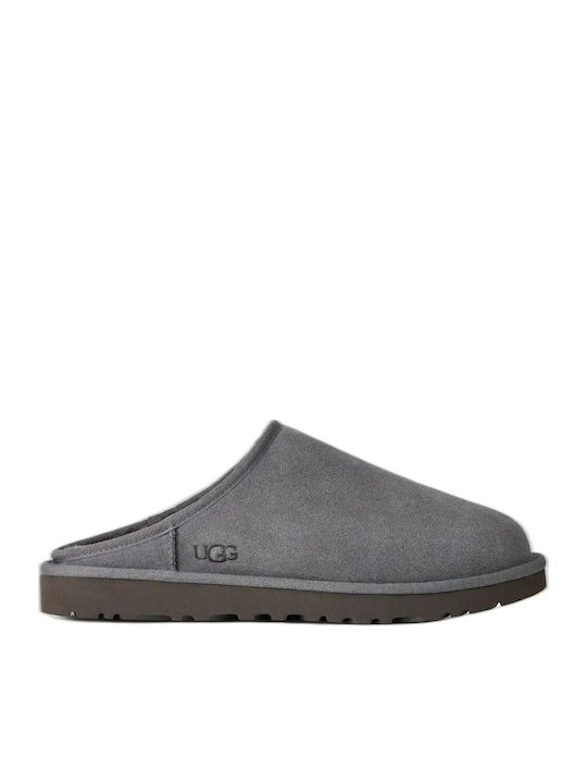 Classic Leder Herren Hausschuhe Grau
