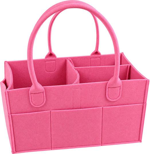Pink Baby Organizer Φορητός Οργανωτής Πάνας Καλλυντικών Τσόχα 33x22x18εκ