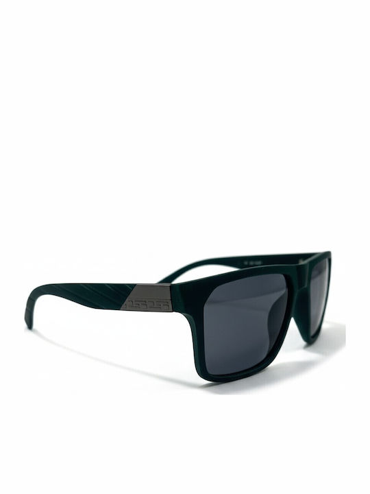 Men’s Sunglasses with Black Horn-Rimmed Frame and Black Lens