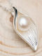 By Queen Ασημένιο Κολιέ 925 Lumière Pearl Leaf Πέρλα