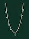 By Queen Ασημένιο Κολιέ 925 Emerald Drops Mε Πράσινα Ζιργκόν