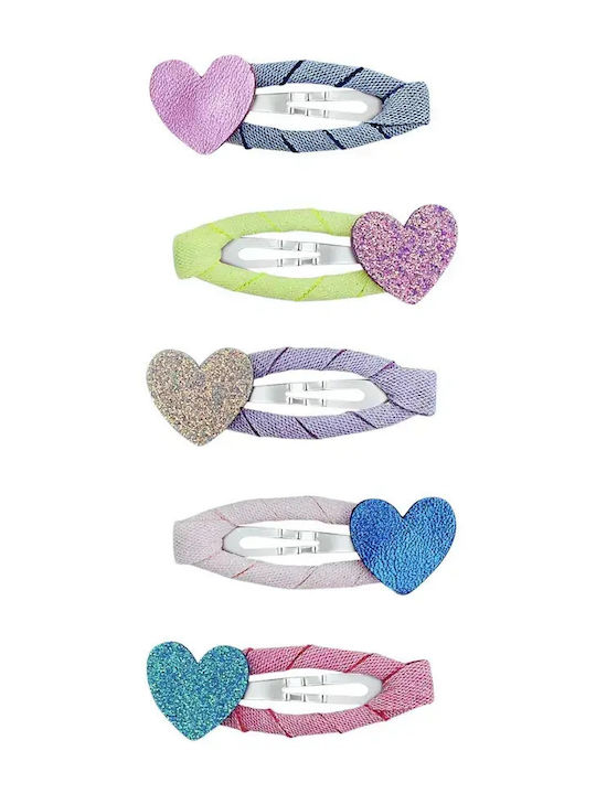 Mimi & Lula Happy Heart Set of Kids Hair Clips With Bobby Pin / Hair Clip / Headband / Rubber Band Heart 5 Pieces