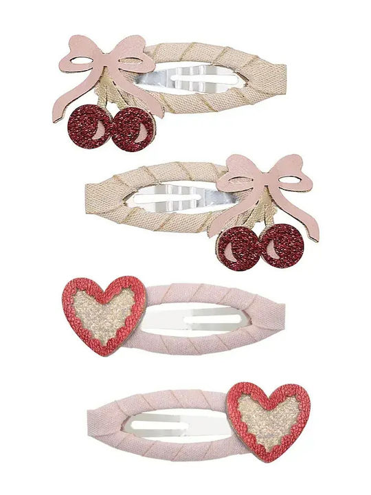 Mimi & Lula Fancy Cherries Kids Hair Clips Set with Bobby Pin / Hair Clip / Headband / Heart Rubber Band 4 Pieces