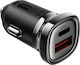 Acefast Car Charger with Ports: 1xUSB-A 1xType-C Black Colour