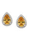 Miro Designers Women's Silver Earrings with Yellow and White Zircons Mrw14093s