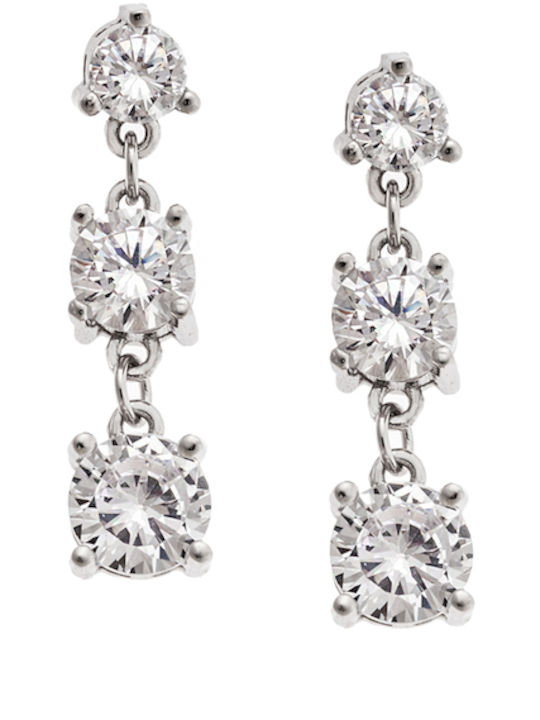 Miro Designers Women's Silver Earrings with White Zircons Mrw09474s
