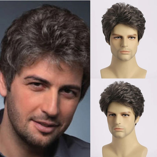 Animis Beauty Men's Synthetic Hair Wig in Dark Grey Colour