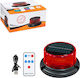 LED Solar Rechargeable Magnetic Beacon Φ11cm On Off Switch Remote Control 4 Modes Strobe Jn-3483-125 Red