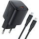 Acefast Φορτιστής GaN με Θύρα USB-C και Καλώδιο USB-C - USB-C 45W Quick Charge 3.0 Μαύρος (A119)