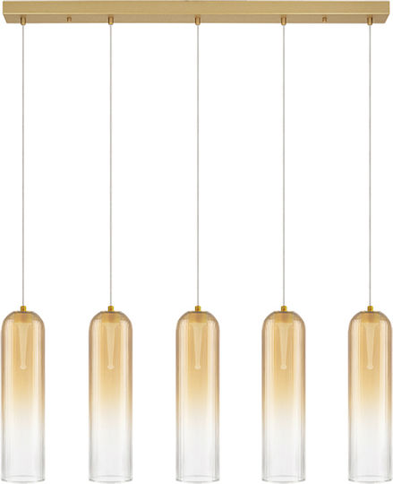 Zambelis Lights Gold LED Pendant Light with Warm White Light Rail