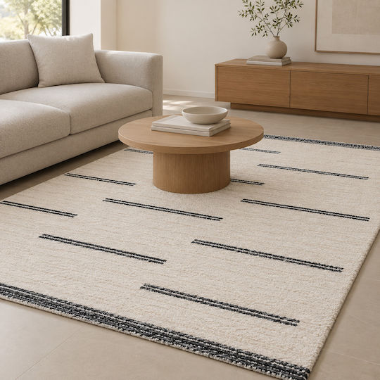 Saray Home Shaggy Classic Rechteckiger Teppich Creme – Anthrazit 240x300cm
