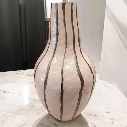 Capolavoro Dekorative Vase Metallisch Rosa 20x20xH40cm