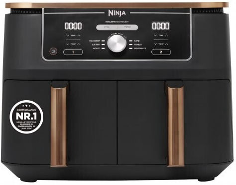 Ninja Foodi Max Dual Zone Air Fryer με Διπλό Αποσπώμενο Κάδο 9.5lt Χάλκινο