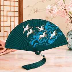 4 Seasons Collection Bamboo Βεντάλια Πράσινη Swan 18εκ