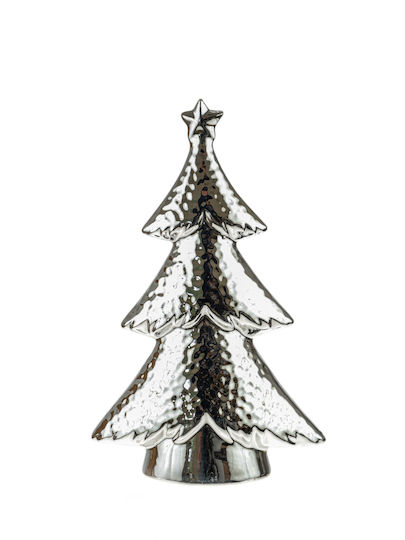 Weihnachtlicher Keramik-Deko-Tannenbaum 24 cm Silber 2 Stück