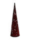 Brad Decorativ de Crăciun din Metal, în Formă de Con, 50 cm, Burgundy