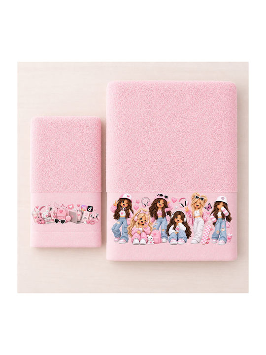 Astron Italy Babyhandtuch-Set 2 Stück Pink mit einem Gewicht von 500 g/m²