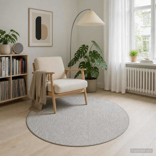 vidaXL Round Grey Rug Ø120 cm