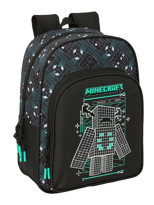 Safta Minecraft Screen Adaptable Σχολική Τσάντα Πλάτης Νηπιαγωγείου με Θήκη για Παγούρι 26 x 11 x 34εκ