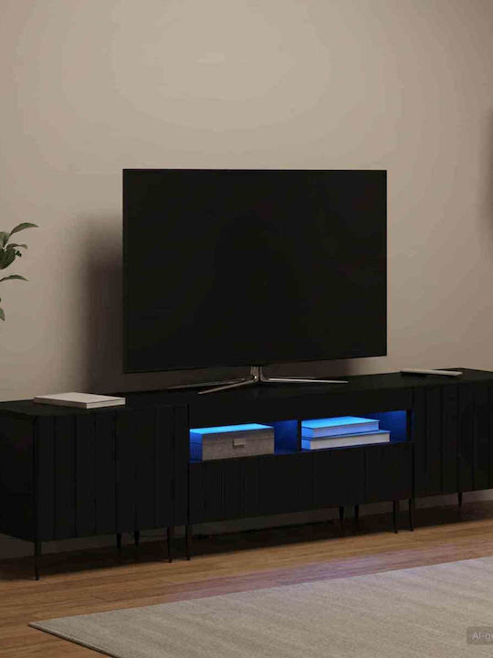 ТВ Шкаф с LED Осветление, Черен, Д243 x Ш35 x В...