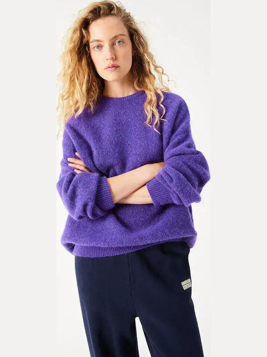 Vitow Women's Long Sleeve Wool Sweater Purple
