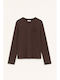 Women's Long Sleeve Wool Sweater Brown