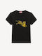 Jumping Tiger Women's Black T-Shirt