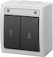 Elektro Plast Waterproof Recessed Wall Switch for Rolling Shutters with Grey Frame