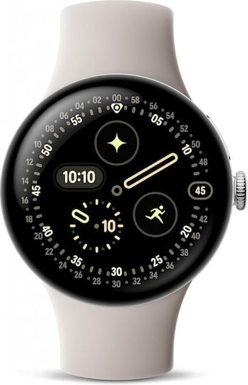 Google Pixel Watch 4 Aluminium 41mm με Παλμογράφο (Polished Silver Aluminium Case/Porcelain Active Band)