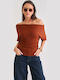 Γυναικεία Μπλούζα Off-Shoulder Κεραμιδι