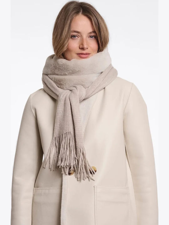 Rino&Pelle Women's Beige Faux Fur Scarf