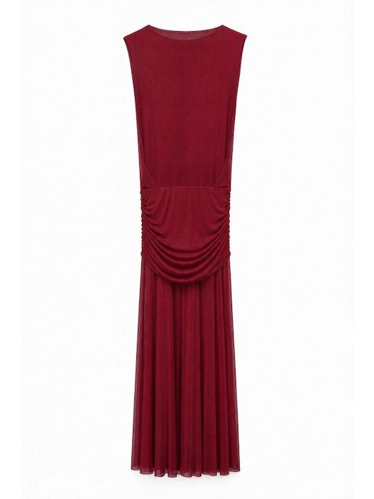 Maxikleid für Hochzeit / Taufe mit Tüll Bordeaux