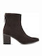 Damen-Stiefeletten aus Wildleder mit mittelhohem Absatz in Braun