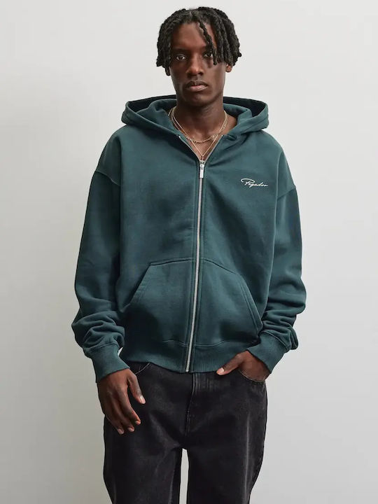 Суитшърт с качулка Washed Dark Teal Cream