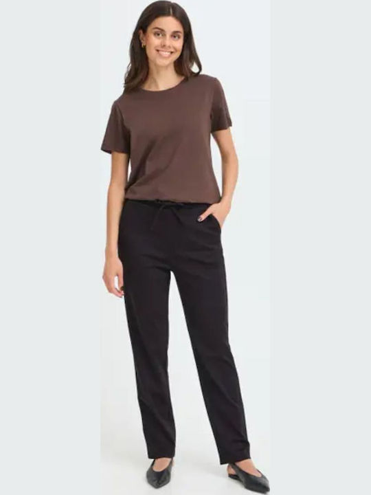 Pantaloni Dama din Material cu Croială Loose Negri