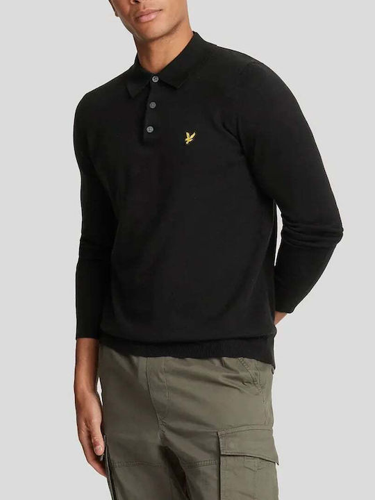 Lyle & Scott Поло Пуловер с Дълъг Ръкав Jet Black