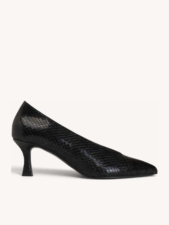 Schwarze Pumps Mit Schlangenprint, Kitten Heel ...