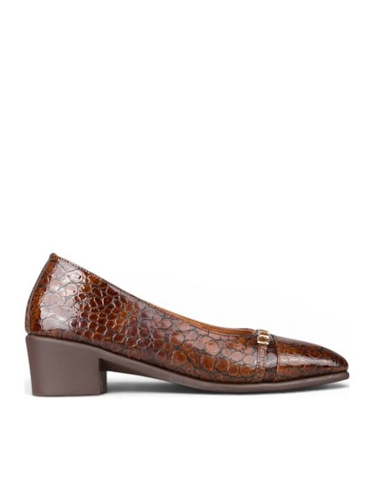 Pantofi cu toc din piele maro