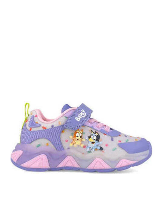 Kids Sneakers with Hoop & Loop Closure & Lights Lilac
