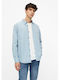 Long Sleeve Cotton Shirt in Regular Fit Light Blue