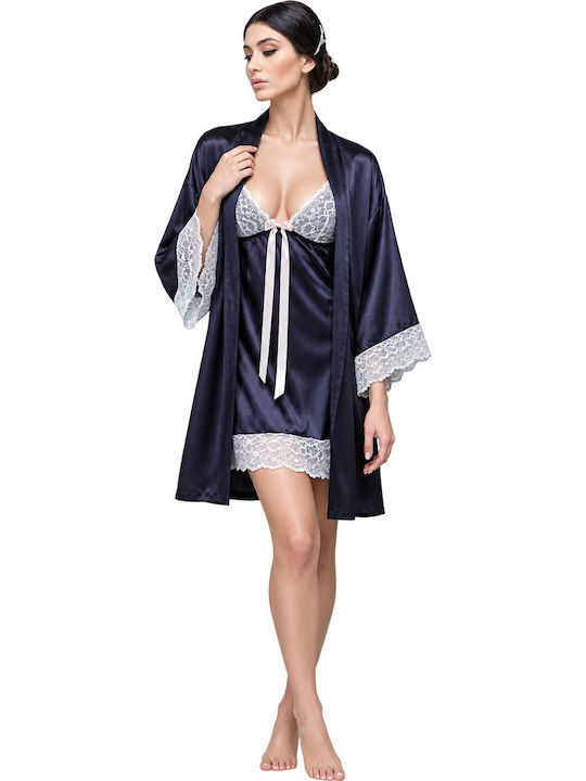 Miss Rosy Winter Women's Pyjama Set Navy Blue