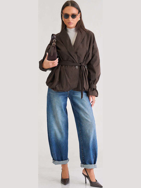 Decoro Damen-Trenchcoat Dunkelbraun