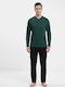Soccus Pijama Bărbătească de Iarnă din Bumbac Green/Black