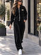 Black Velour Tracksuit Set
