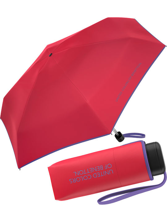 Benetton Super Compact Red Rain Umbrella